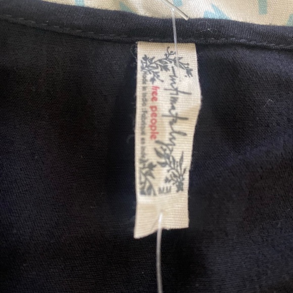 NWT .. Free People Black Tie Front Ruched Bodysuit - Picture 15 of 16